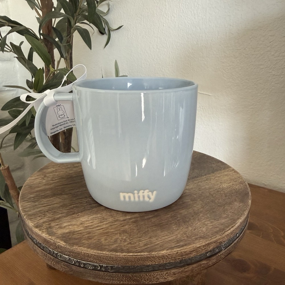 NWT Magenta Miffy Bunny Spring Cute Floral Design Pastel Blue Ceramic Mug Cup - Picture 2 of 9